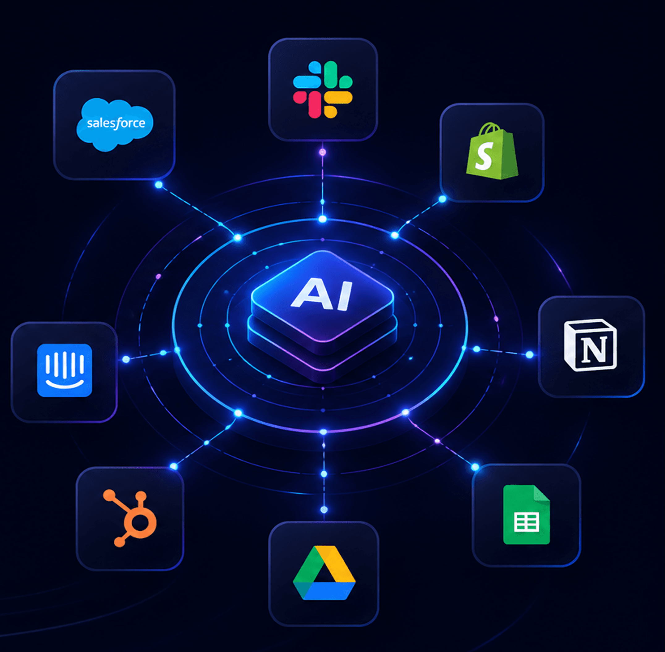 An AI hub connected to the business applications you already run