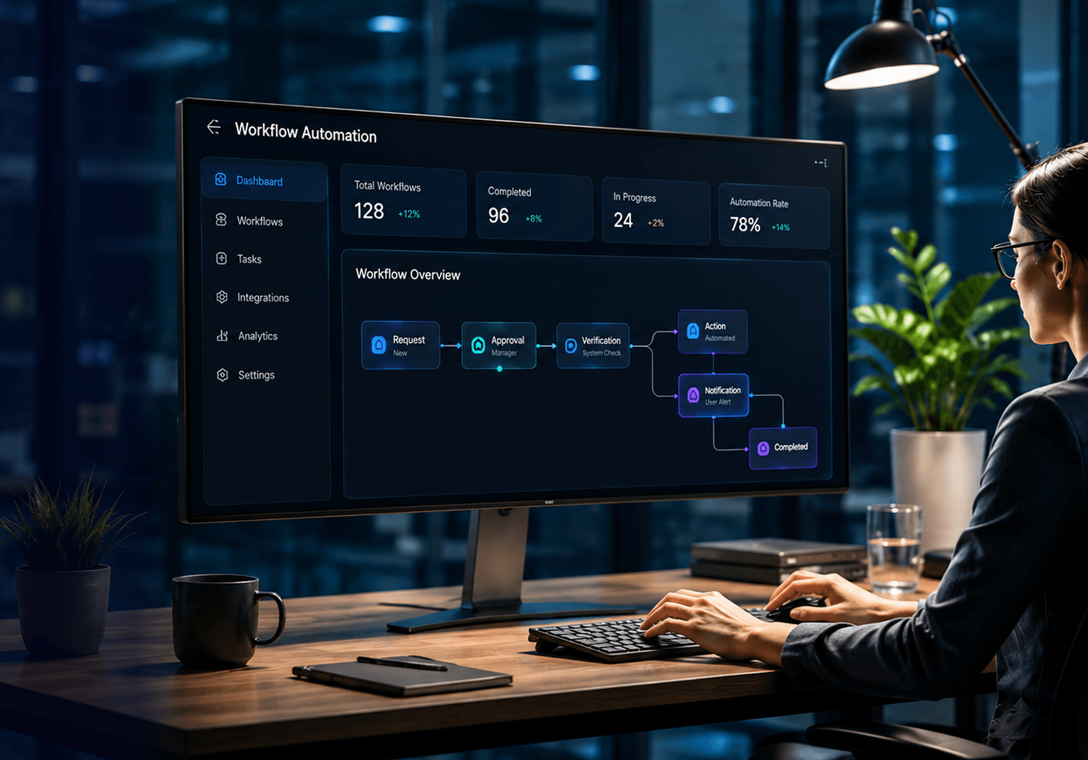 A workflow automation dashboard running a live process